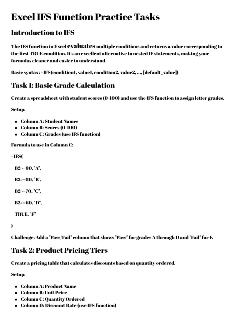 IFS Function Applications in Excel | PDF | Microsoft Excel | Business