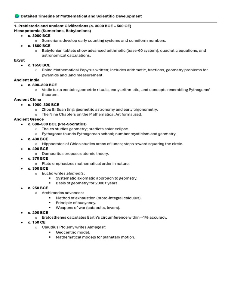 Timeline of Mathematics and Science | PDF | Geometry | Mathematics