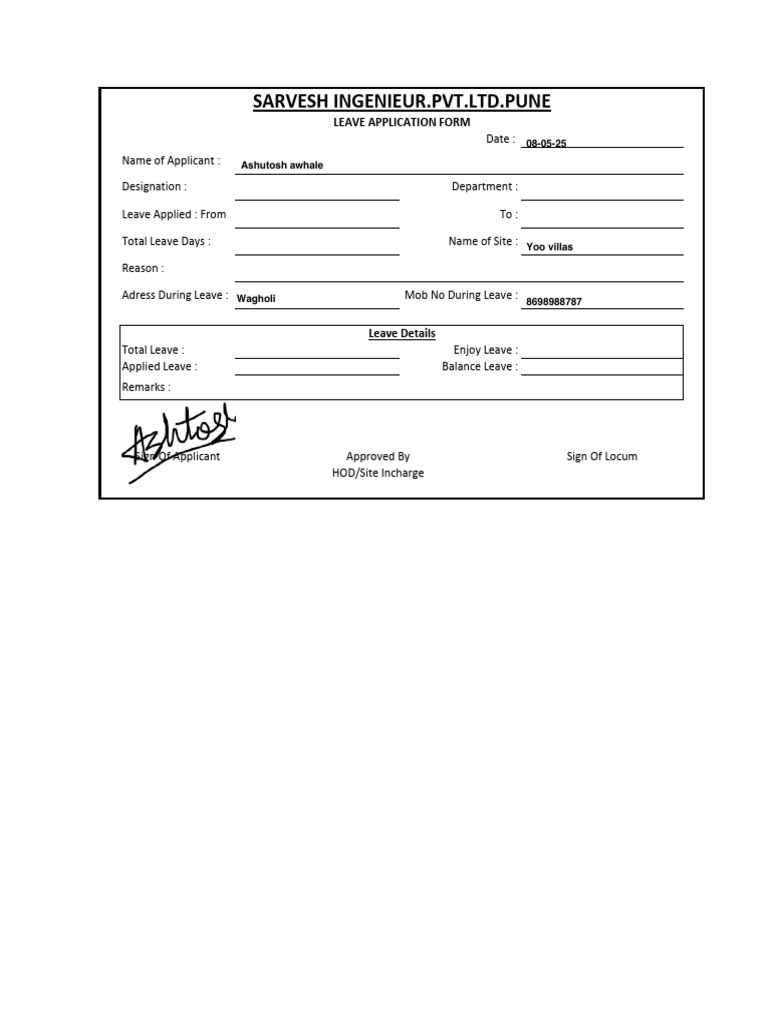 Leave Application Form. - Edited | PDF
