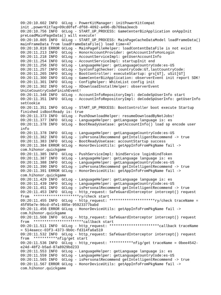 GameCenterBizApplication Startup Log | PDF | Software | Internet Standards