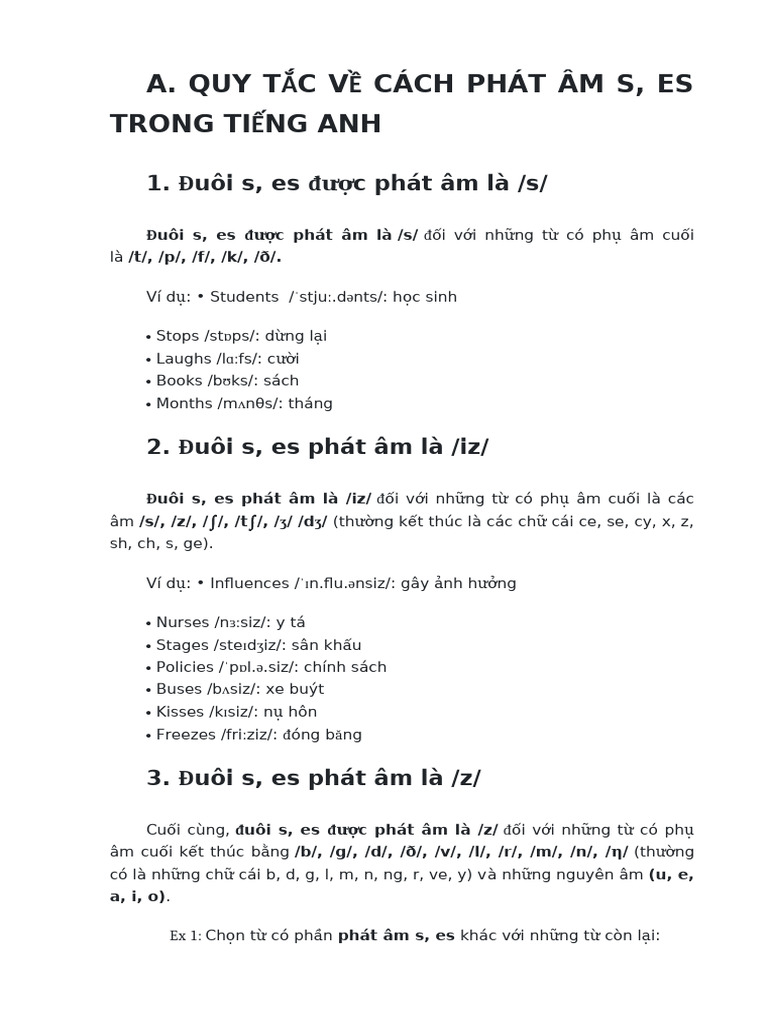 Phát Âm Ses and Ed | PDF