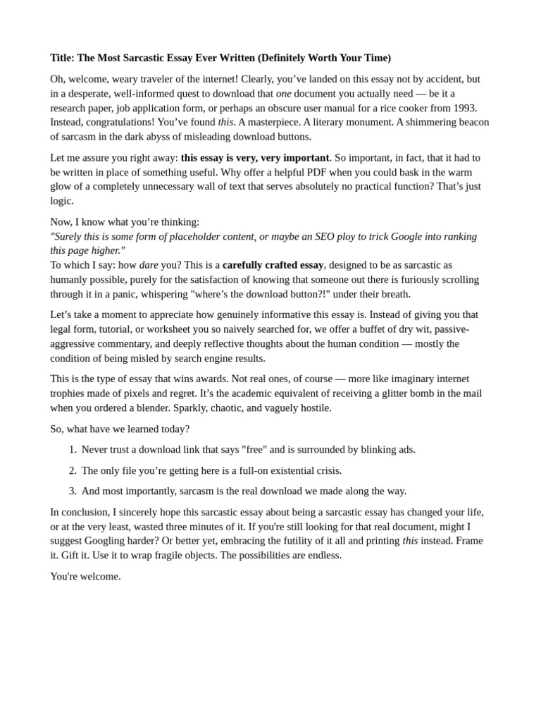 Very Important Essay | PDF | Essays