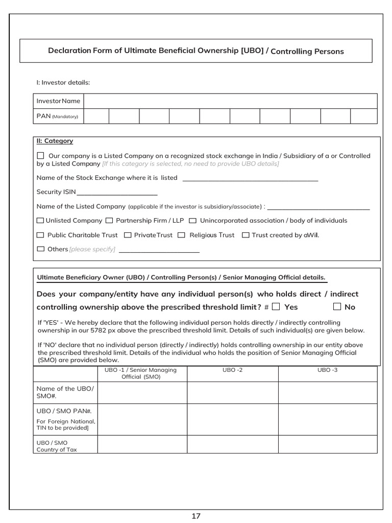 UBO and SMO Declaration Form | PDF | Business | Private Law