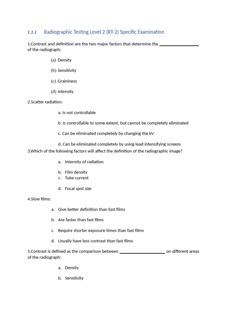 Radiographic Testing Level 2 Exam Guide | PDF | Radiography | Radiation