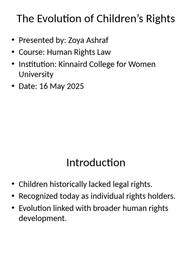 Evolution of Children's Rights Explained | PDF | Convention On The ...