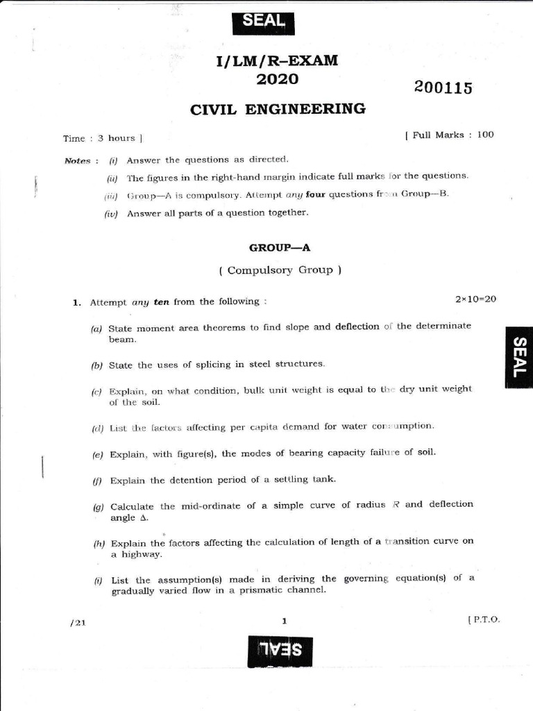 Civil Engineering Exam Questions 2023 | PDF | Beam (Structure) | Civil ...