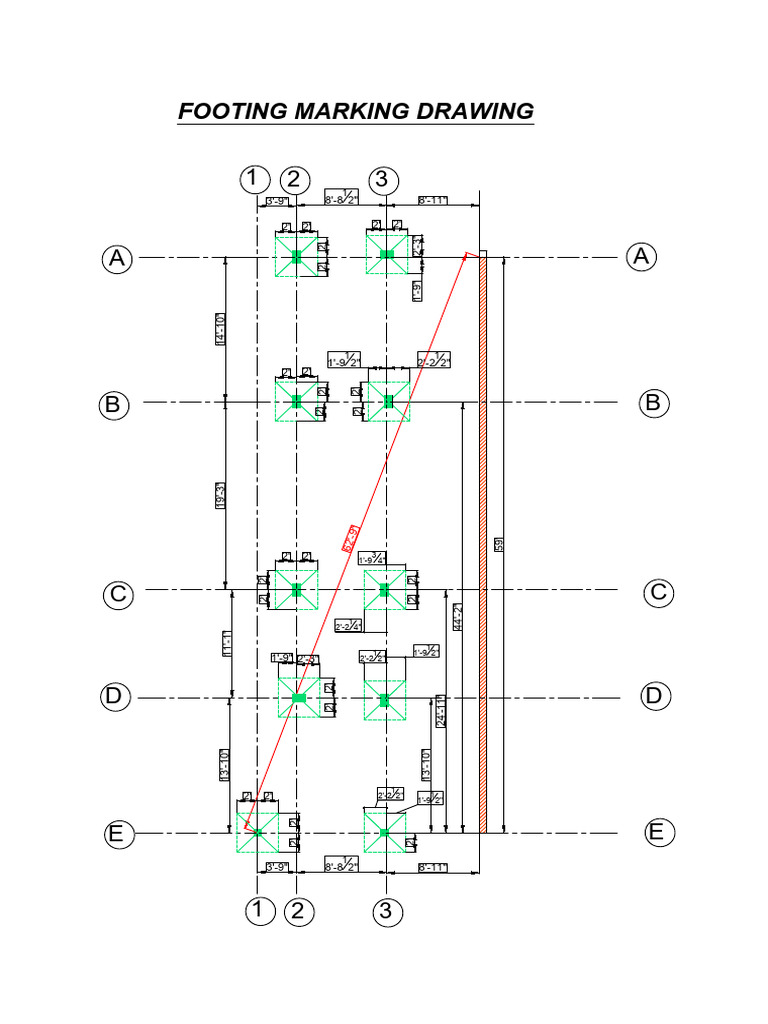 Footing Marking Drawing Specifications | PDF
