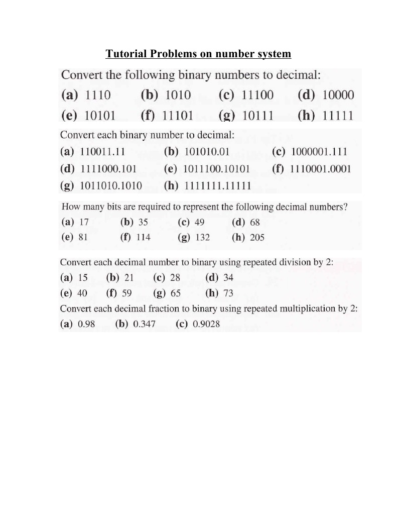 Tutorial Problems - 1 | PDF