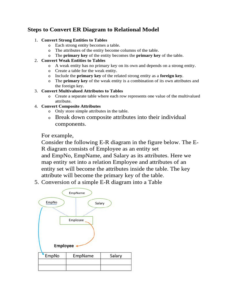 Steps To Convert ER Diagram To Relational Model | PDF | Relational ...