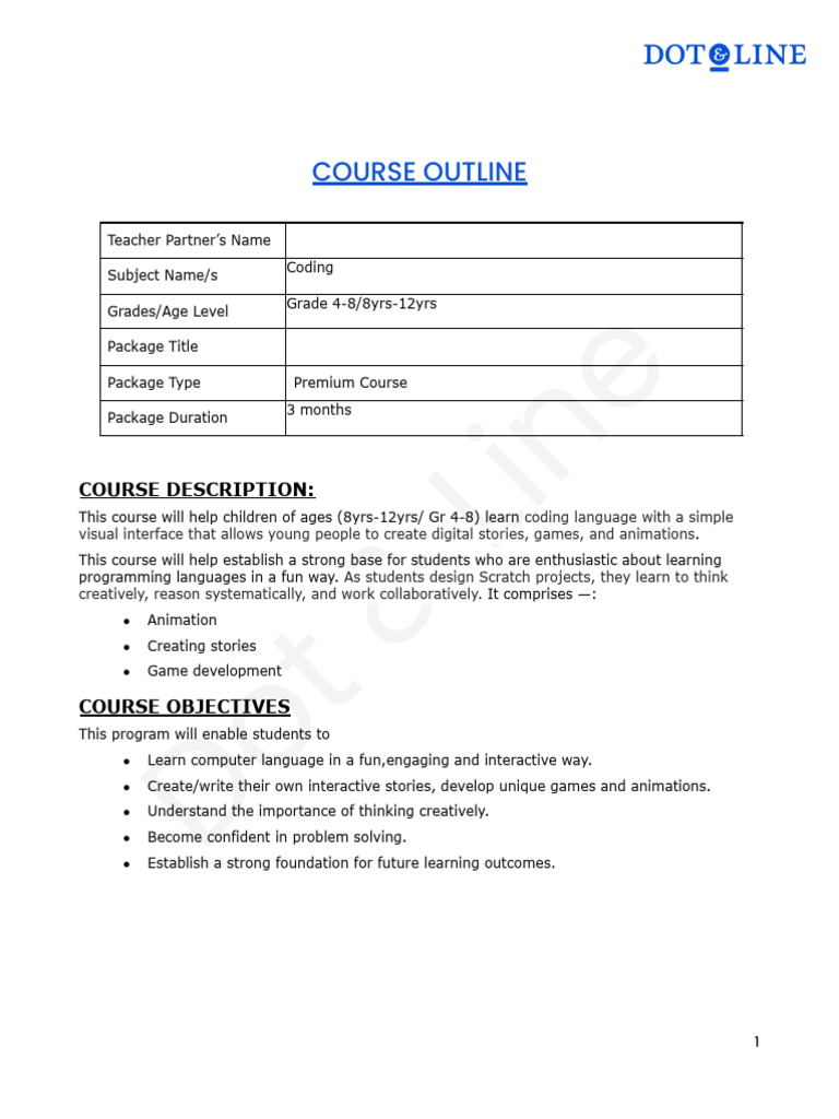Coding Course for Kids: Scratch Basics | PDF | Scratch (Programming ...