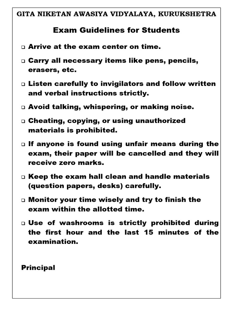 2025 Exam Guidelines for Students | PDF