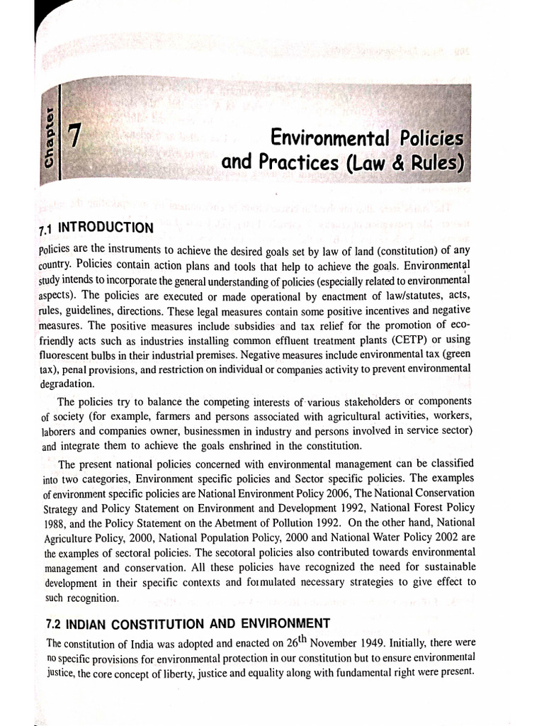 Chapter - 7 Environmental Policies and Practices (Law & Rules) | PDF