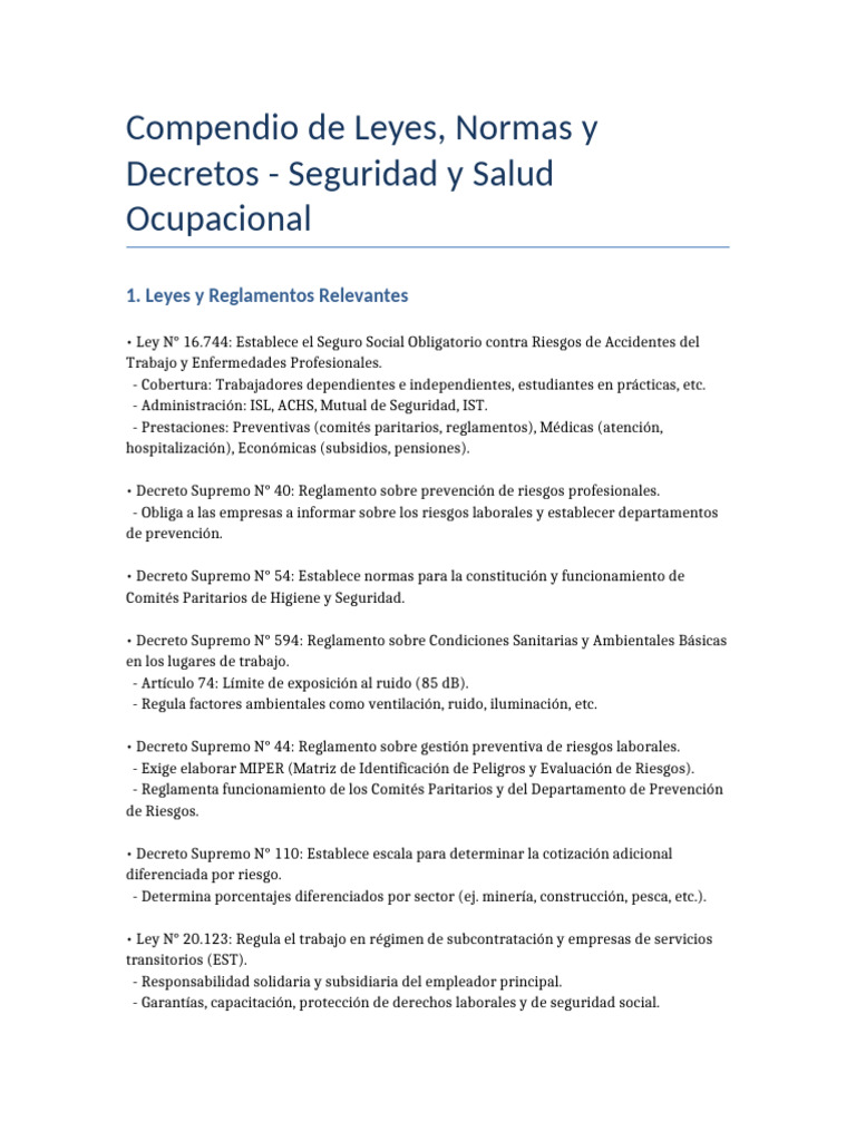 Leyes y Normas de Seguridad Laboral | PDF | Seguridad y salud ...