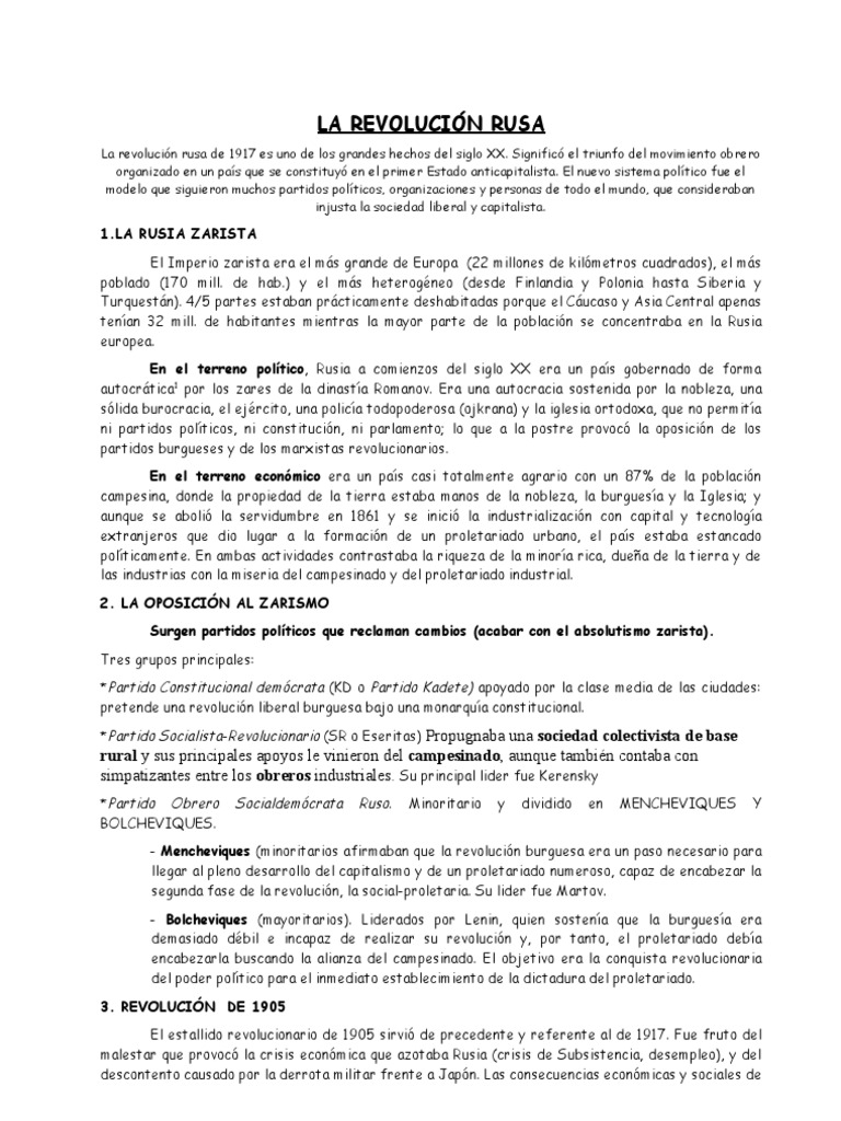 La Revolución Rusa: Contexto y Consecuencias | PDF | Vladimir Lenin ...