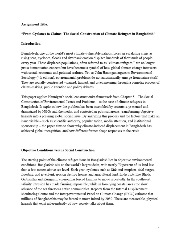 From Cyclones To Claims - The Social Construction of Climate Refugees ...