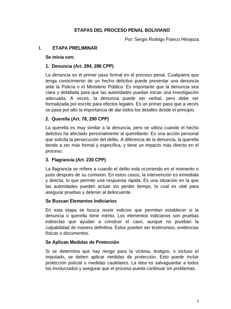 Etapas del Proceso Penal en Bolivia | PDF | Sentencia (ley) | Apelación