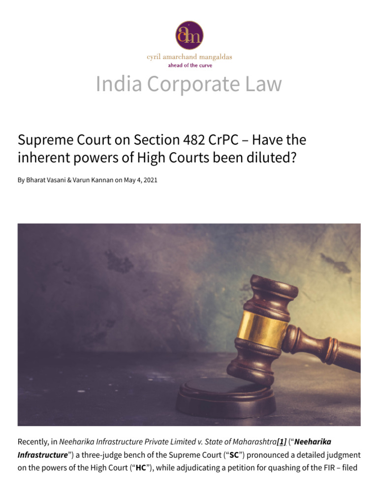 Supreme Court Ruling on Section 482 CrPC | PDF | Bail | Arrest
