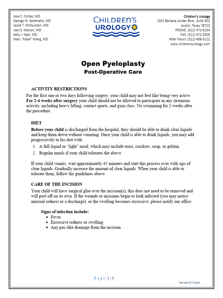 ENG Open Pyeloplasty Surgery Rev 8-7-2020 | PDF | Stent | Medical ...