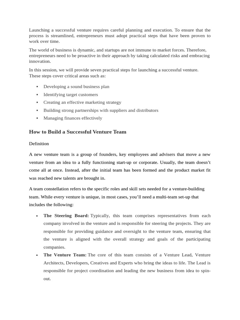 Seven Steps to Launch a Venture | PDF