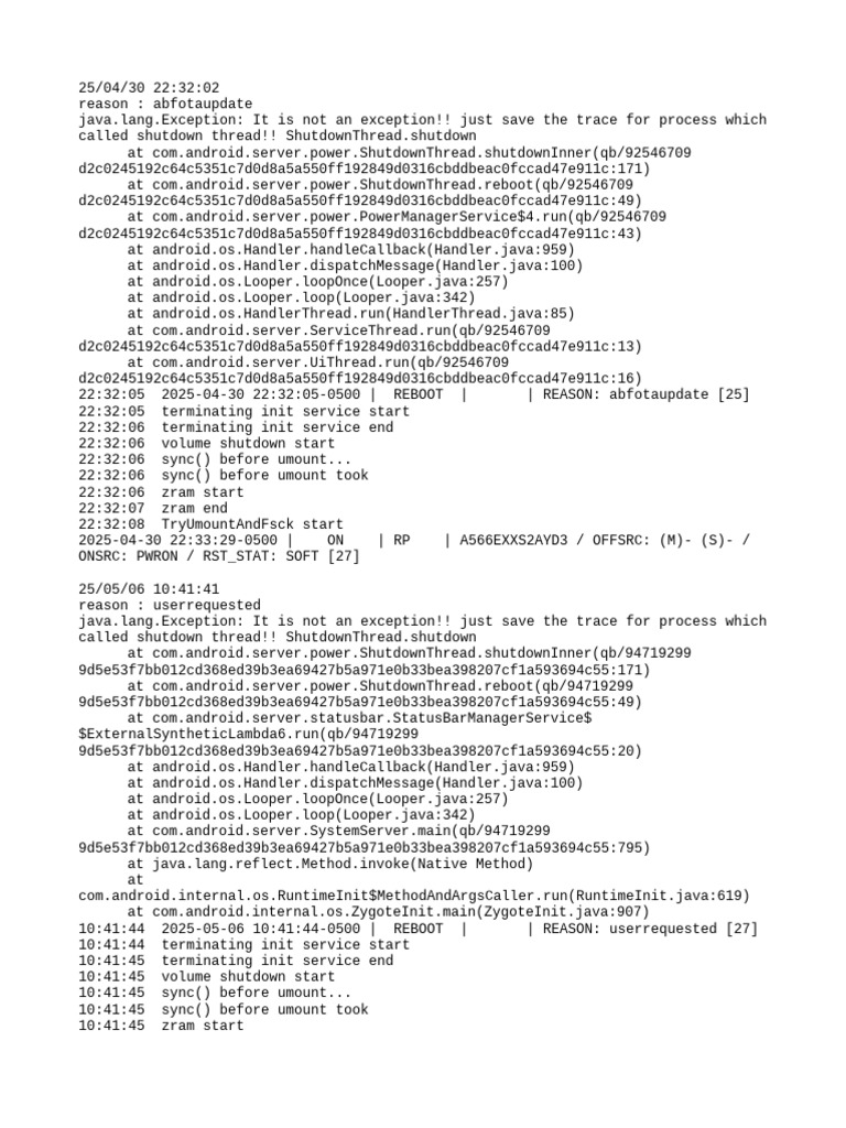 A566EXXS4AYE5 Reboot Reasons Log | PDF | Embedded Linux Distributions ...