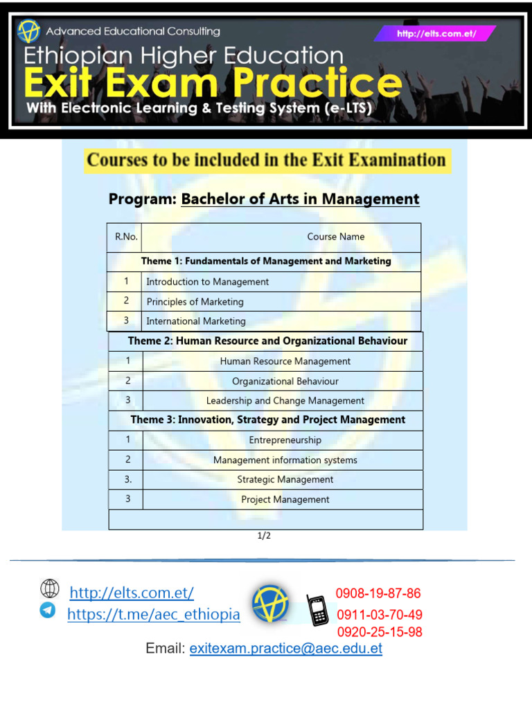 Management Exit Exam Overview | PDF