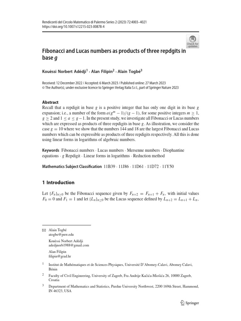 Fibonacci and Lucas Numbers as Repdigit Products | PDF