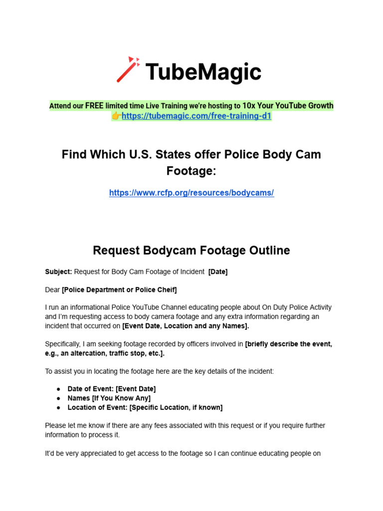 Body Cam Footage Outline and Prompts | PDF | You Tube | National Security