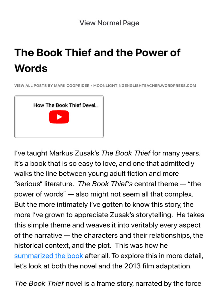 Liesel Meminger: The Power of Words | PDF