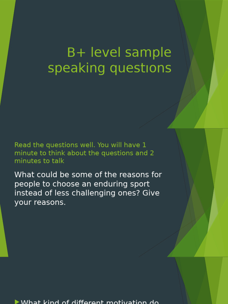 B+ Level Speaking Questions Guide | PDF