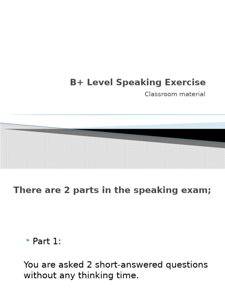 B+ Level Speaking Exercise Petek | PDF | Human Communication