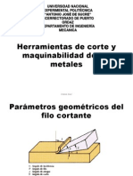 Herramientas de Corte y Maquinabilidad de Los Metales