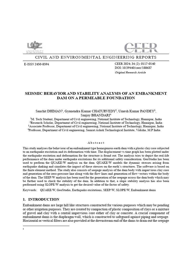 Seismic Behavior and Stability Analysis of An Emba | PDF | Soil ...