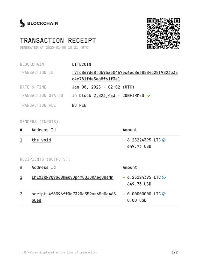 Transaction Receipt: Blockchain Transaction Id Date & Time Transaction ...