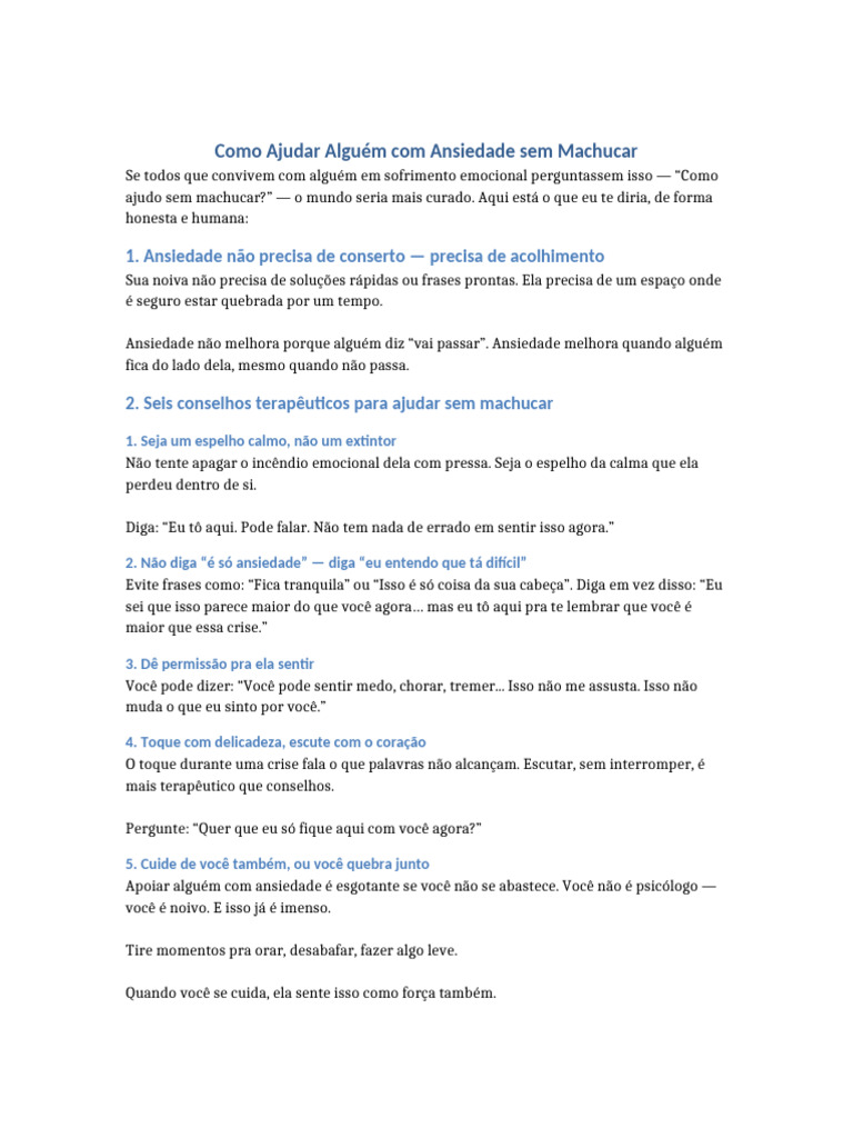 Como Ajudar Ansiedade Sem Machucar | PDF