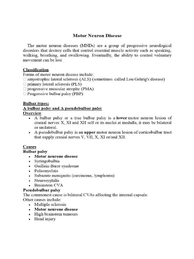 Motor Neuron Disease | PDF
