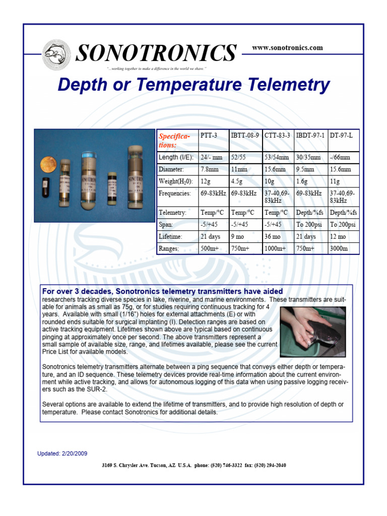 Sonotronics Telemetry Transmitters Guide | PDF | Telemetry | Electronics