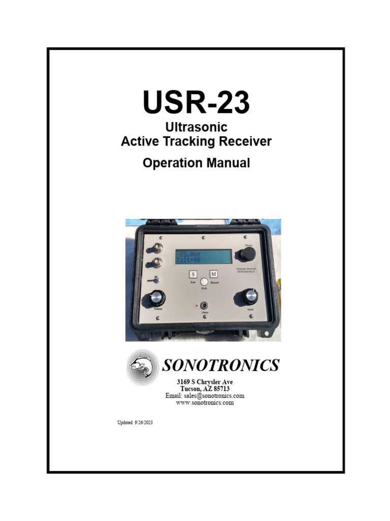 Sonotronics USR-23 Receiver Manual | PDF | Headphones | Coaxial Cable