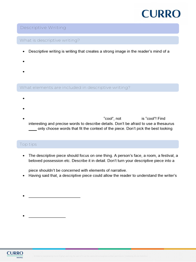 Understanding Descriptive Prose | PDF | Narrative | Grammatical Tense