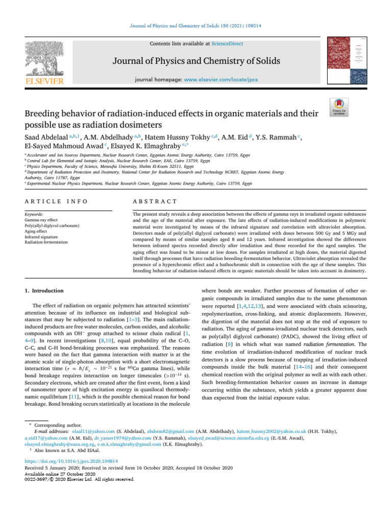 5 - Breeding Behavior of Radiation-Induced Effects in Organic Materials ...