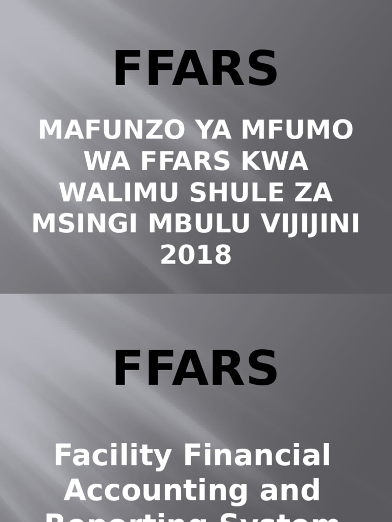 FFARS Training Manual in Mbulu DC | PDF