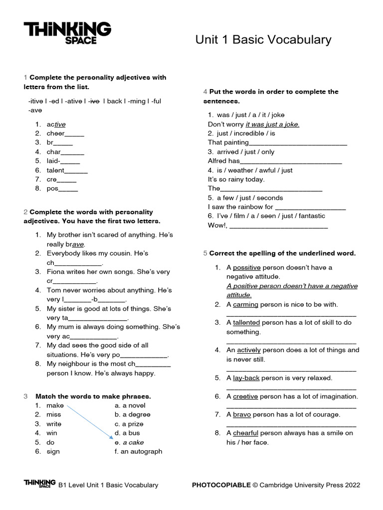 B1 Level Vocabulary Exercises | PDF | Chess | Chess Theory