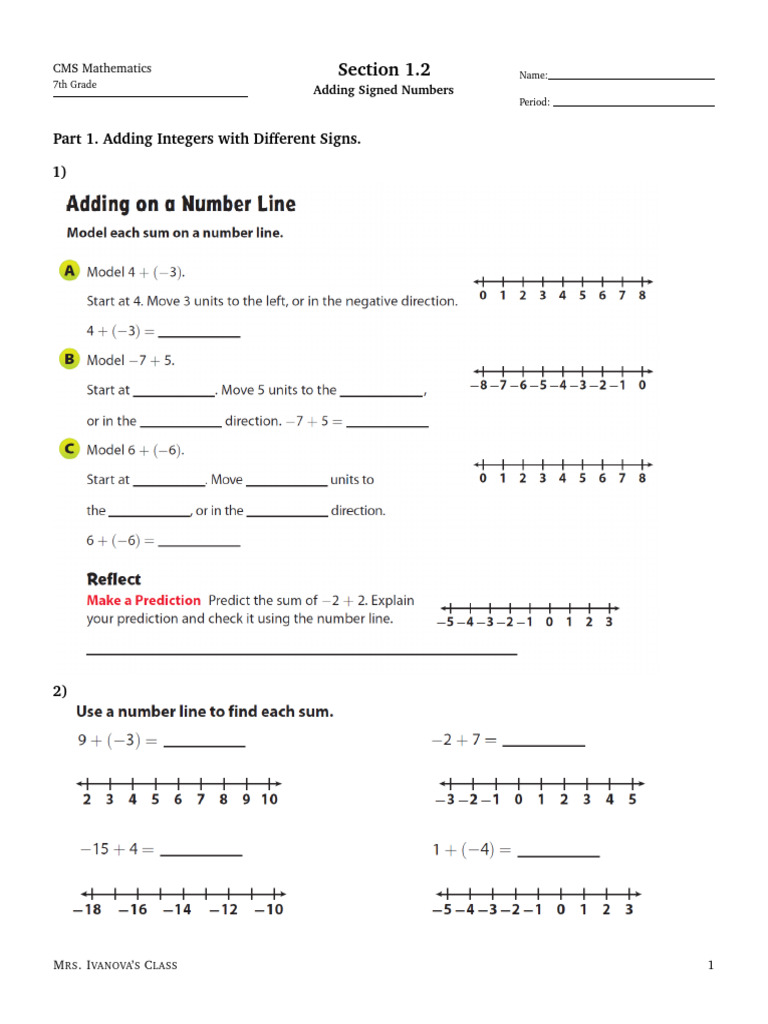 Section 1 2 7th Grade | PDF