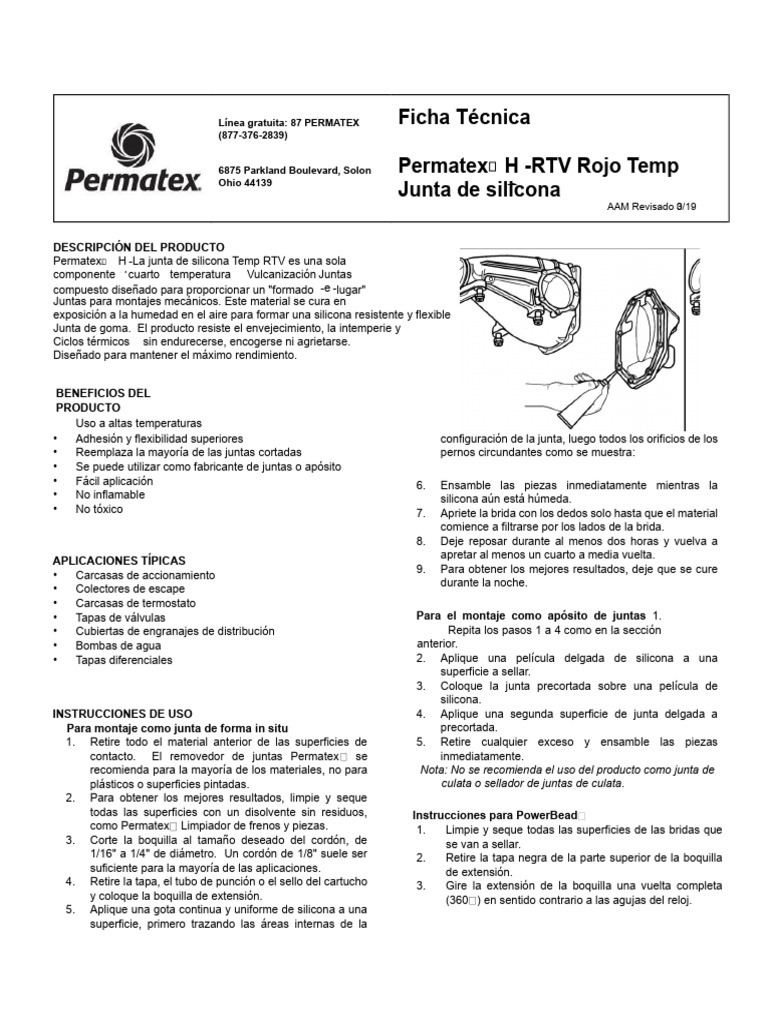 Hds Permatex 81160 Rev 15 06 2017 | PDF | Silicona | Agua