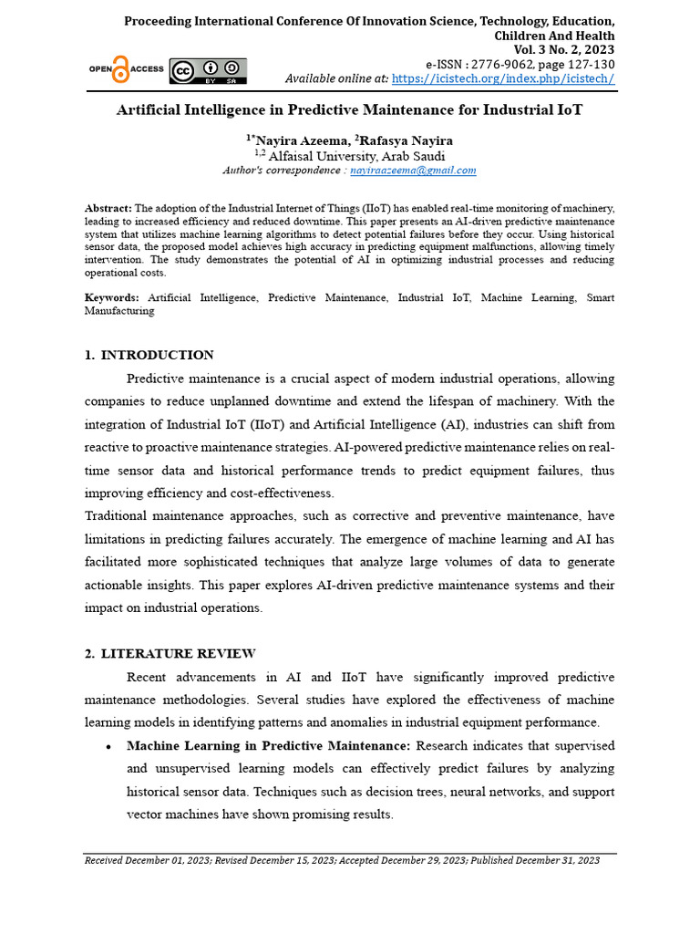 AI for Predictive Maintenance in IIoT | PDF | Artificial Intelligence ...
