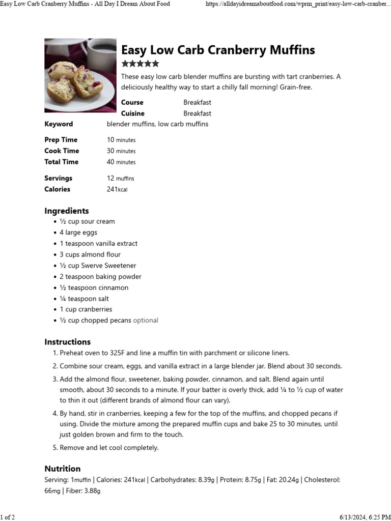 Muffins - Cranberry Muffins | PDF | Muffin | Low Carbohydrate Diet