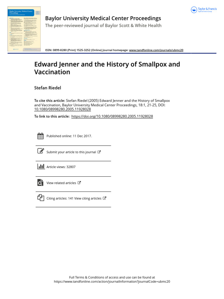 Jenner's Pioneering Smallpox Vaccine | PDF | Inoculation | Smallpox