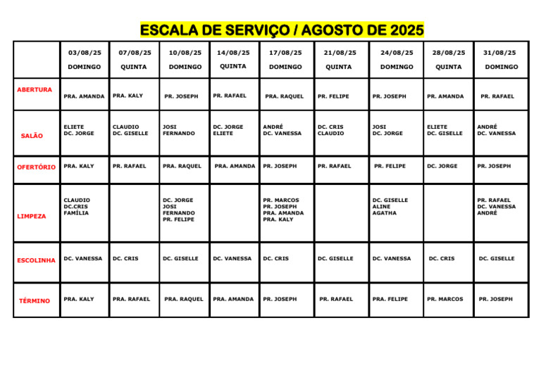 Escala de Agosto 202s | PDF