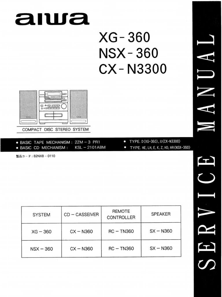 Aiwa CX-N3300 NSX-360 XG-360 | PDF | Hertz | Audio Engineering