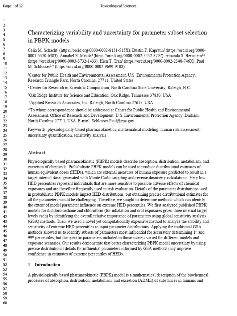 PBPK Model Parameter Sensitivity Analysis | PDF | Sensitivity Analysis