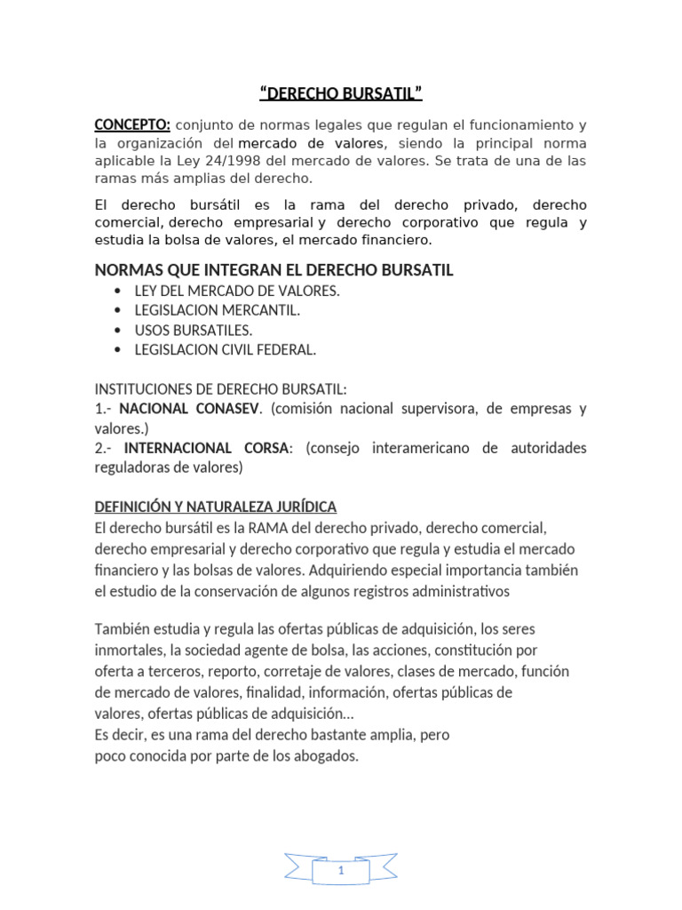 Qué es el Derecho Bursátil | PDF | Bolsa | Bolsa de Valores